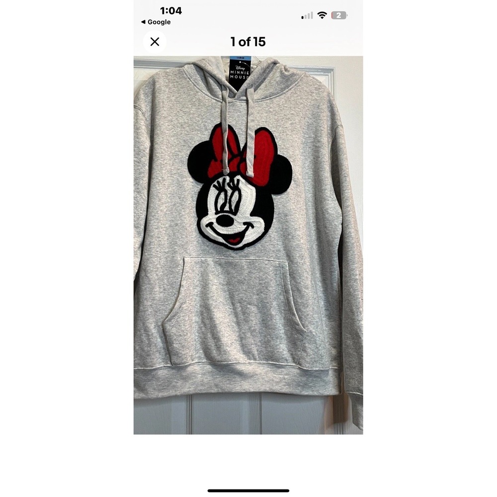 NWT Disney MINNIE MOUSE Sweatshirt/Hoodie Size Large Gray Womens